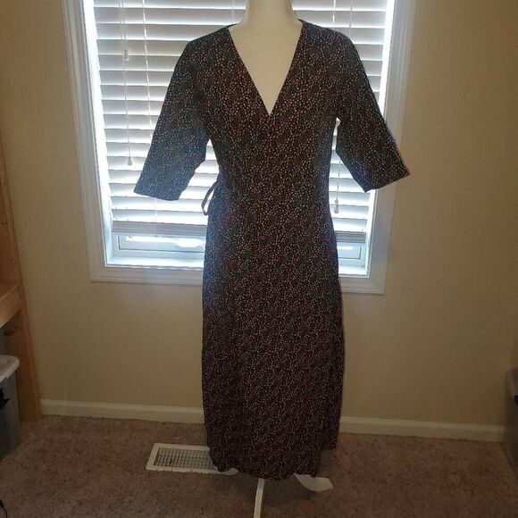 Mata Traders Multicolor Pebble Wrap 100% Cotton Dress- Size Large - Picture 1 of 11
